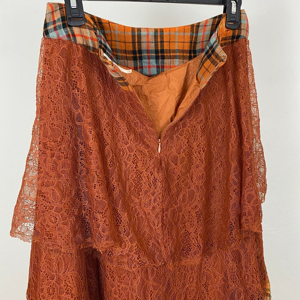 Free People County Fair Lace Maxi Skirt - Brown Combo - Size 6 - Picture 8 of 11
